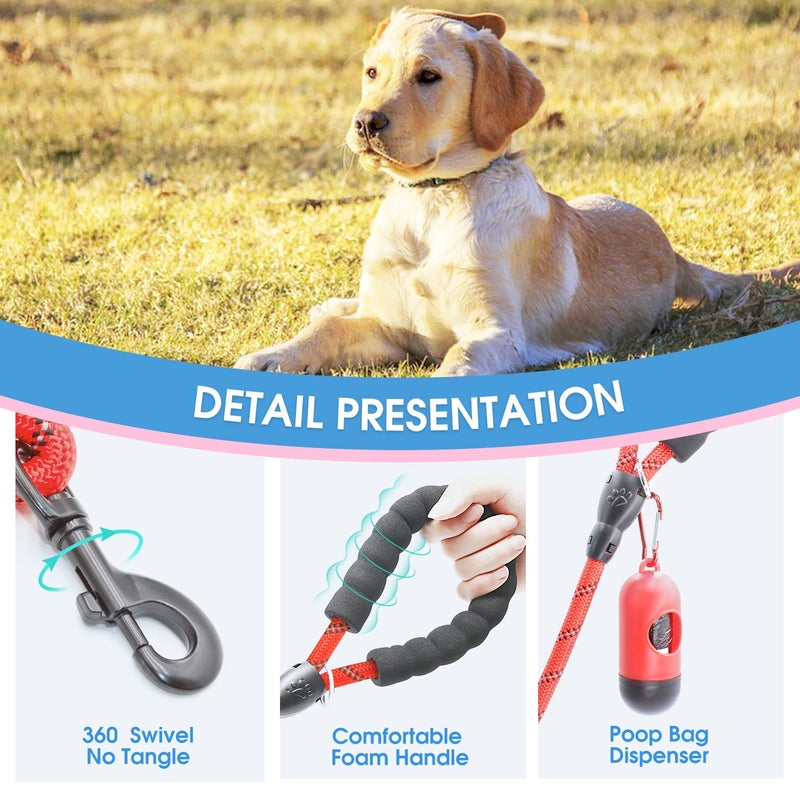 BAAPET 2/4/5/6 FT Dog Leash with Comfortable Padded Handle and Highly Reflective Threads for Small Medium and Large Dogs (6FT-1/2'', Red) - Image 3